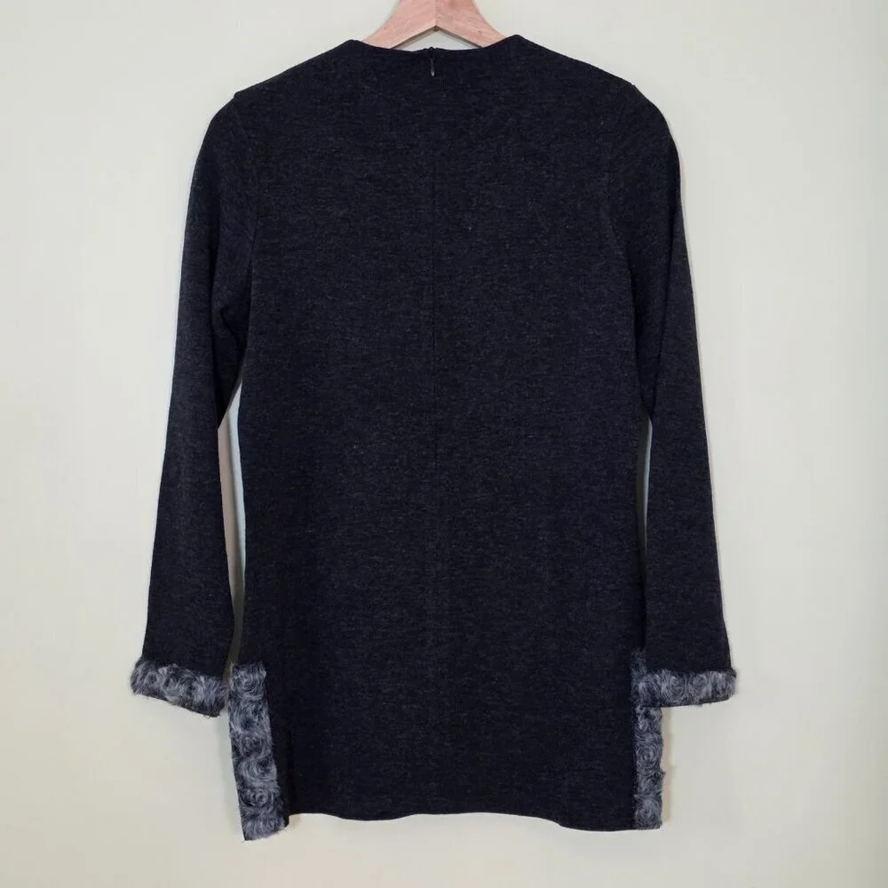 Manie Collection Paris Sweater Womens M Gray LS Cotton Blend Retro France Made - Picture 2 of 16